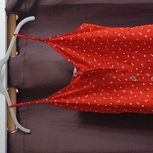 Red floral dress